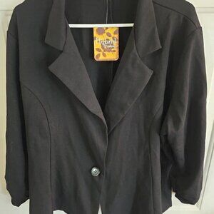 Hybrid & Company Women’s Black 1-Button Blazer Ruched Sleeve Career NWT 046